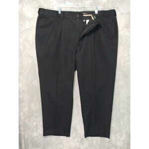 Oak Hill Dress Pants Mens 46x28 Black Straight Leg Flat Front High Rise